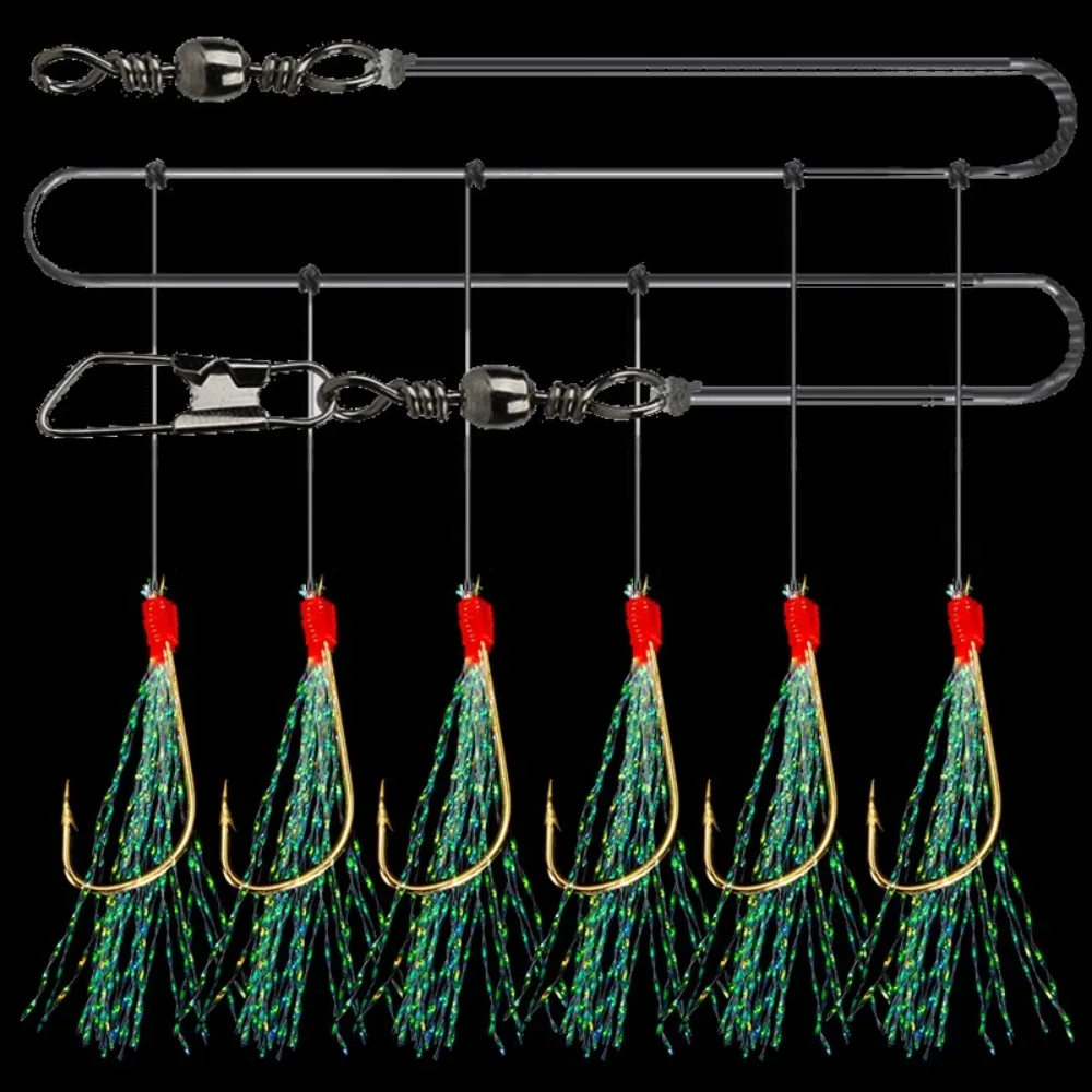 

6Pcs/Pack Sabikis Soft Fishing Lure Rigs Bait Jig Lure Feather Lure Herring Bait Sea Fishing Hook Terminal Tackle Accessories