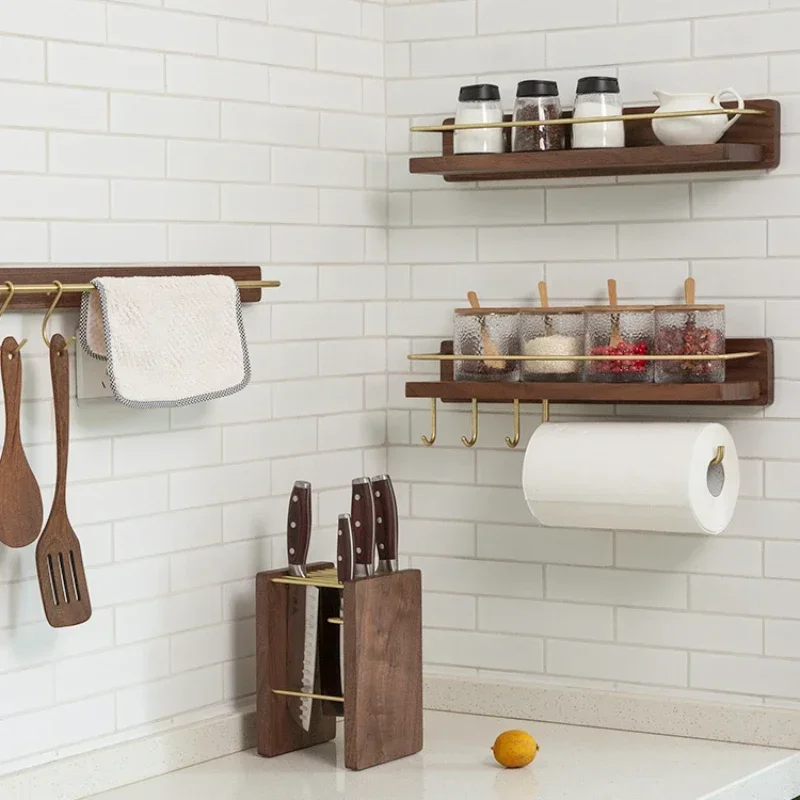 Стеллаж для кухни из черного ореха простой стеллаж специй без сверления