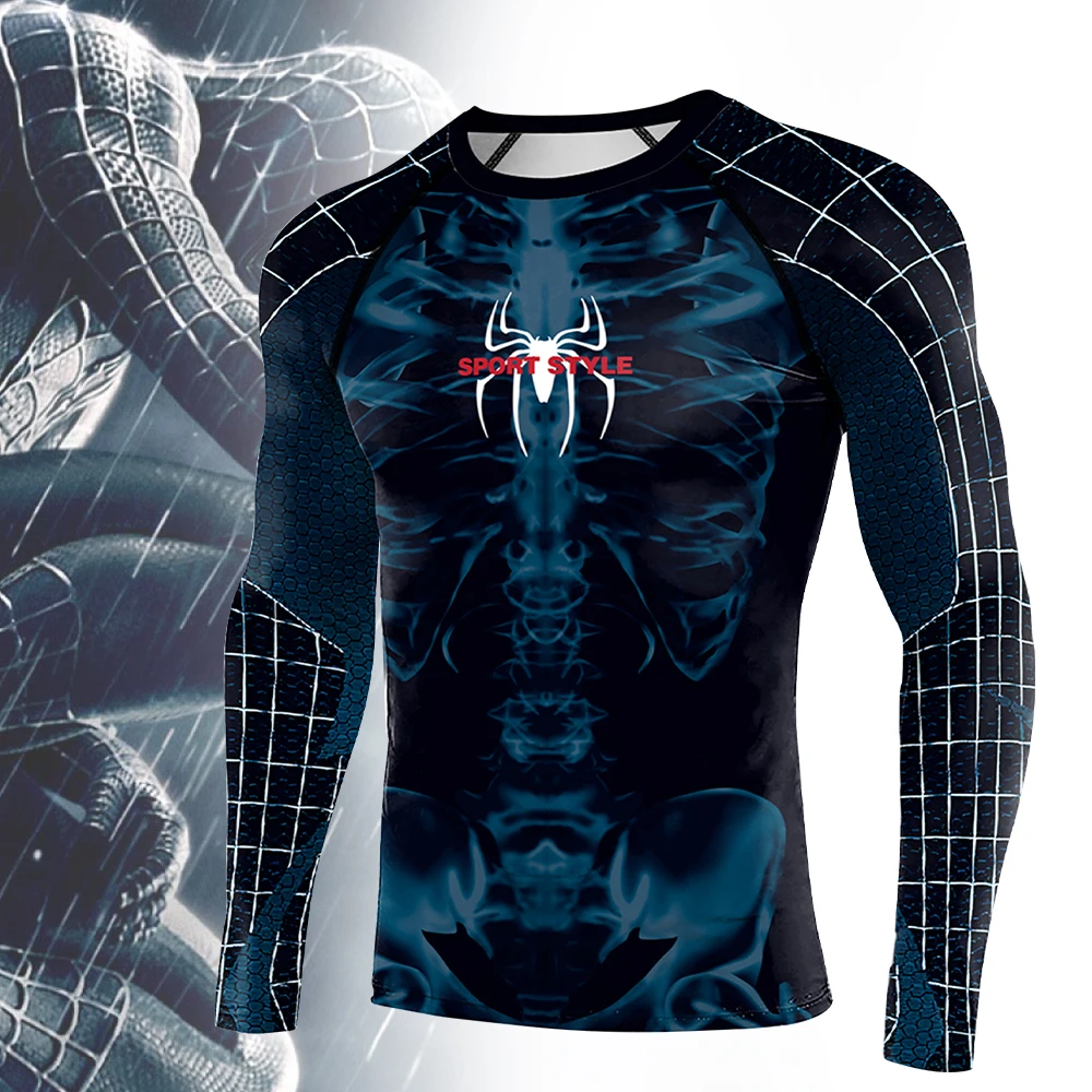 Мужская компрессионная футболка Spider цифровая 3D с коротким рукавом спортивный