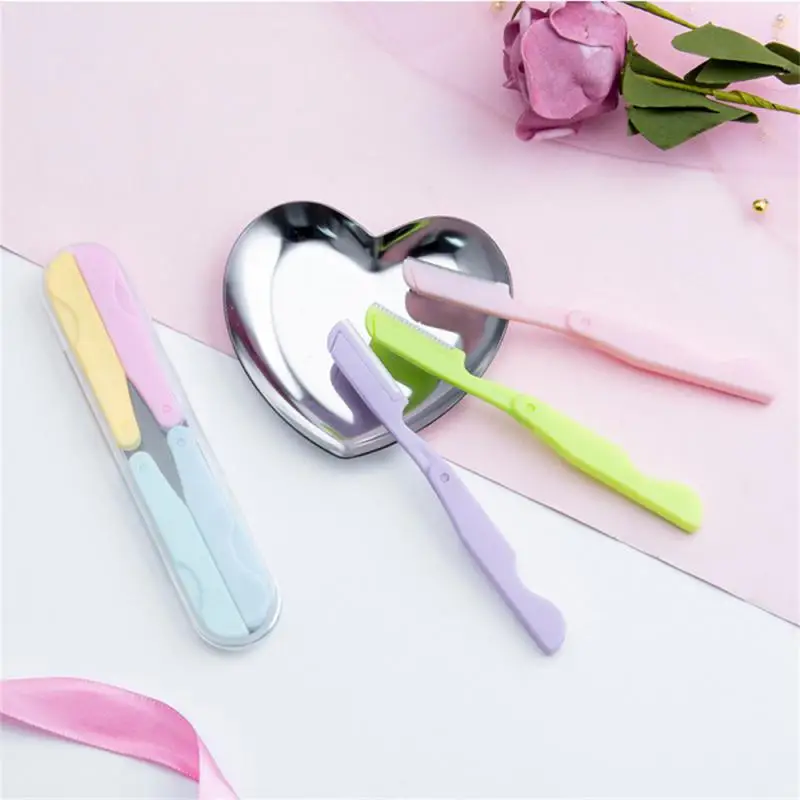 

1pc Colorful Folding Eyebrow Trimming Knife Portable Stainless Steel Blade Retractable Mini Macro Blade Eyebrow Knife Scraper