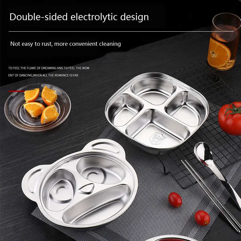 Обеденная тарелка из нержавеющей стали с разделенной сеткой Ланч-бокс для