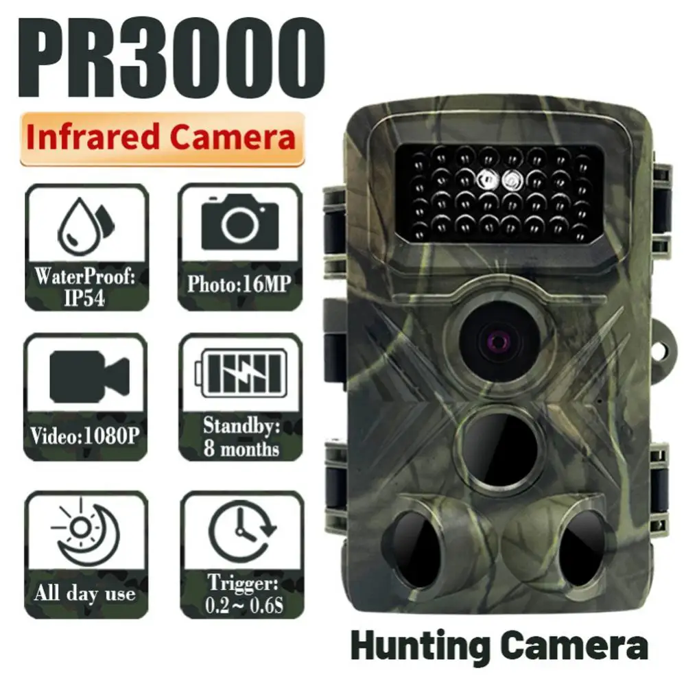 

32mp Outdoor Pr3000 Hunting Camera Night Photo Ip54 Waterproof Multi-function 1080p Trail Camera Video Taking