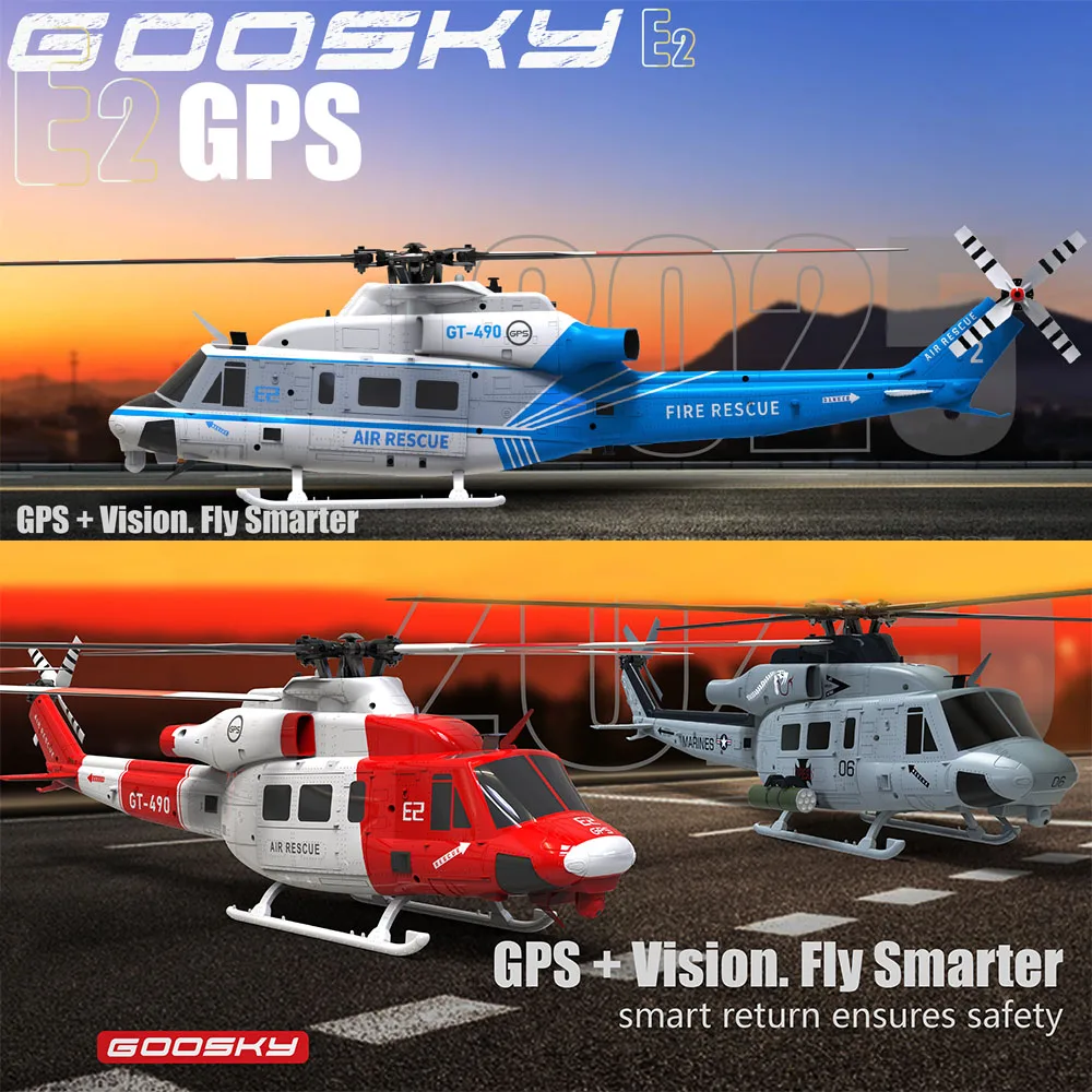 Фото НОВЫЙ Goosky E2 Gps 1/35 Радиоуправляемый вертолет с двойным бесщеточным двигателем Tof Система управления полетом Bnf/Rtf Вертолет с дистанционным управлением Игрушка в подарок №2