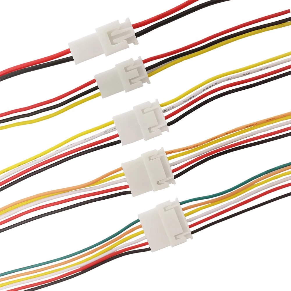 10 шт. 26AWG JST кабель XH2.54mm штекер разъем провод 2 54 мм шаг 2P 3P 4P 5P 6 контактов