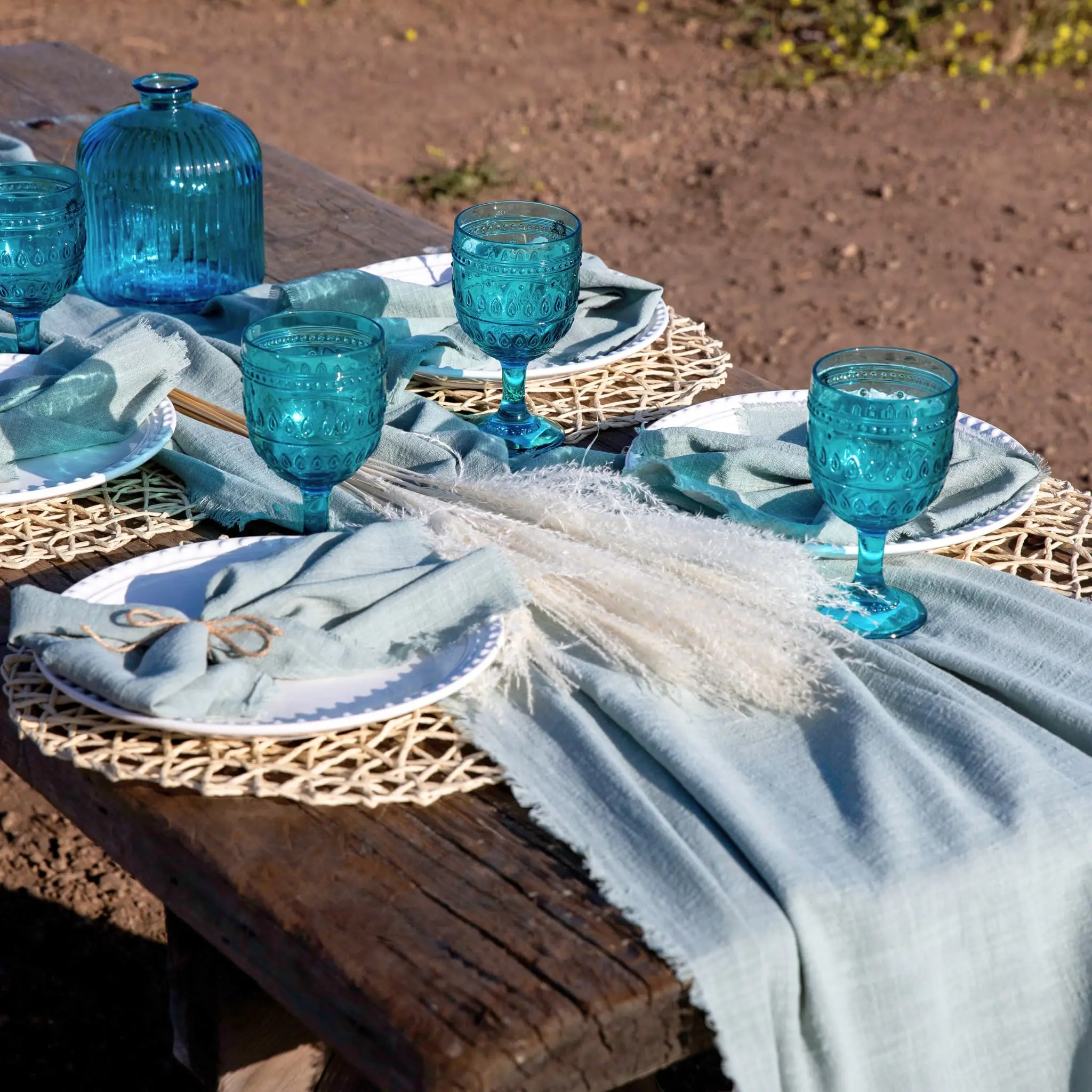 

Хлопковые дорожки для стола синие