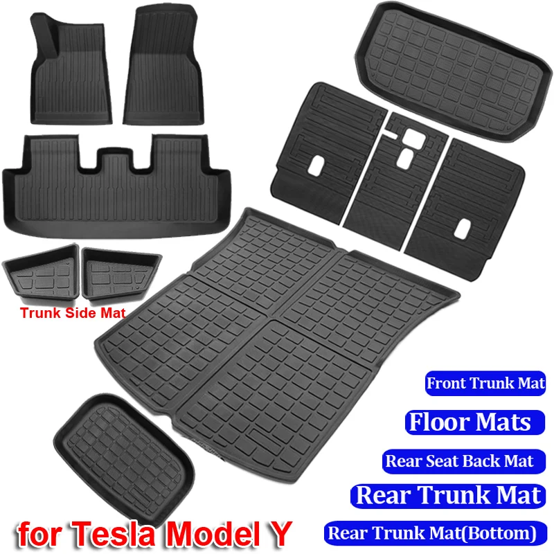 

Модный полностью закрытый напольный коврик для Tesla Model Y 2022, передние и задние коврики для багажника, протектор подушки из ТПЭ, чехол для хран...
