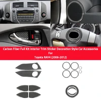 carbon fiber interior sticker steering wheel center control panel gear cover accessories for toyota rav4 2006 2012 car styling