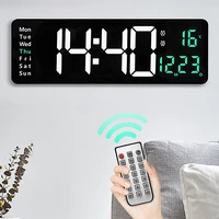 16inch digital wall clock remote control temp date week display power off memory table clock wall mounted dual alarms led clocks