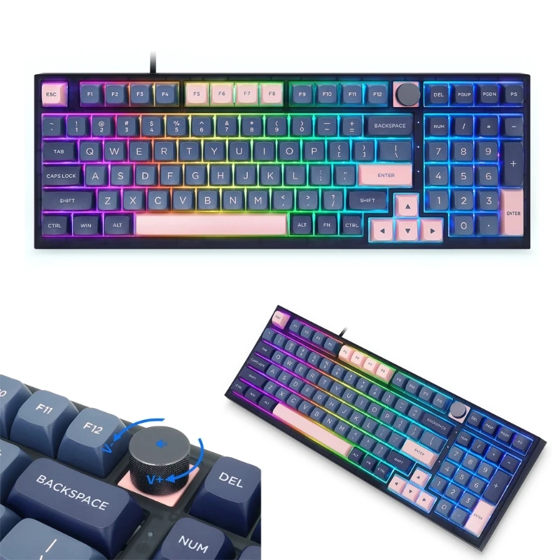 

GK980 98 Keys 98 Keys PBT Keycaps Gateron Optical RGB Backlight Hot Swappable Mechanical Gaming Keyboard