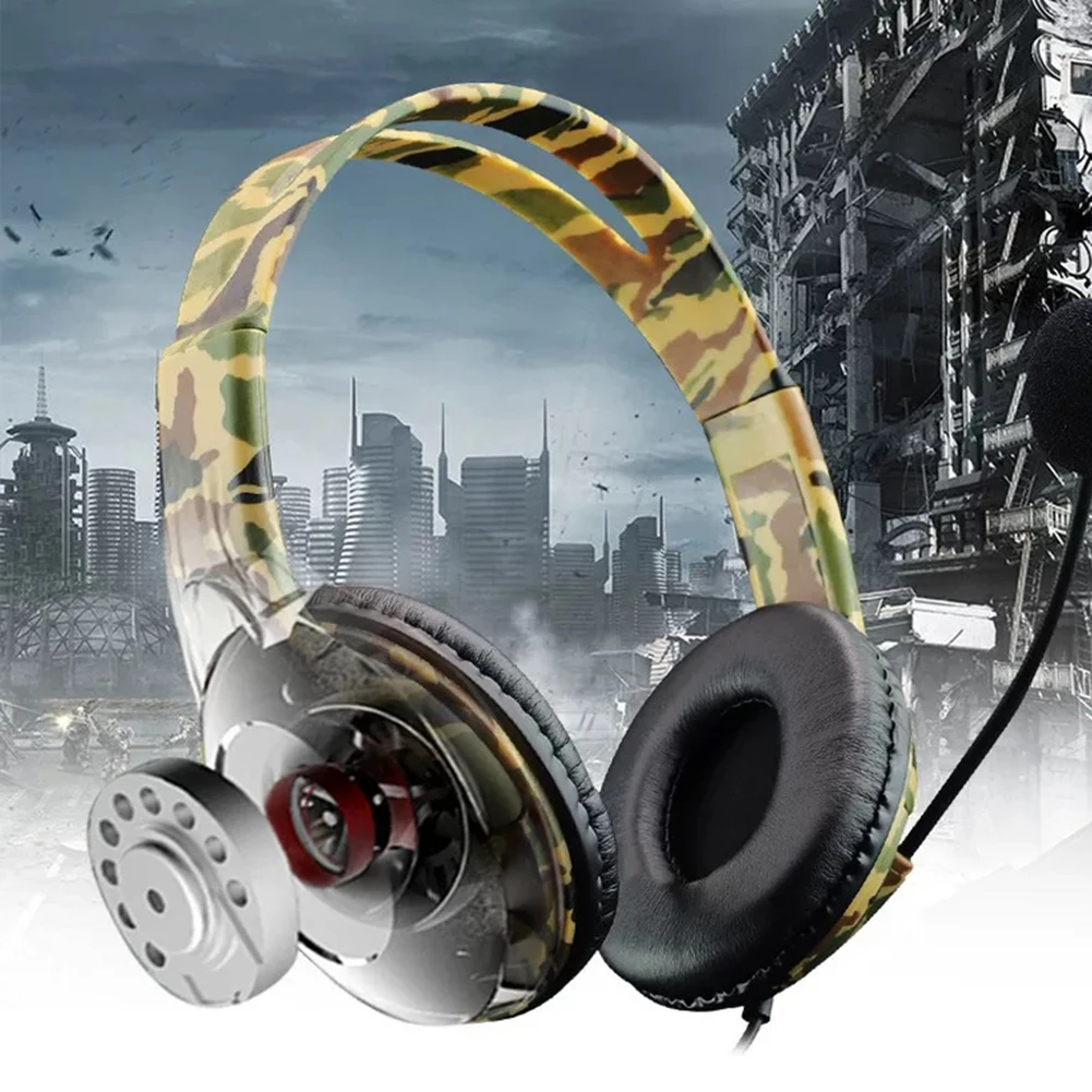 Для PS4 PS5 Проводная камуфляжная игровая гарнитура наушники с шумоподавлением
