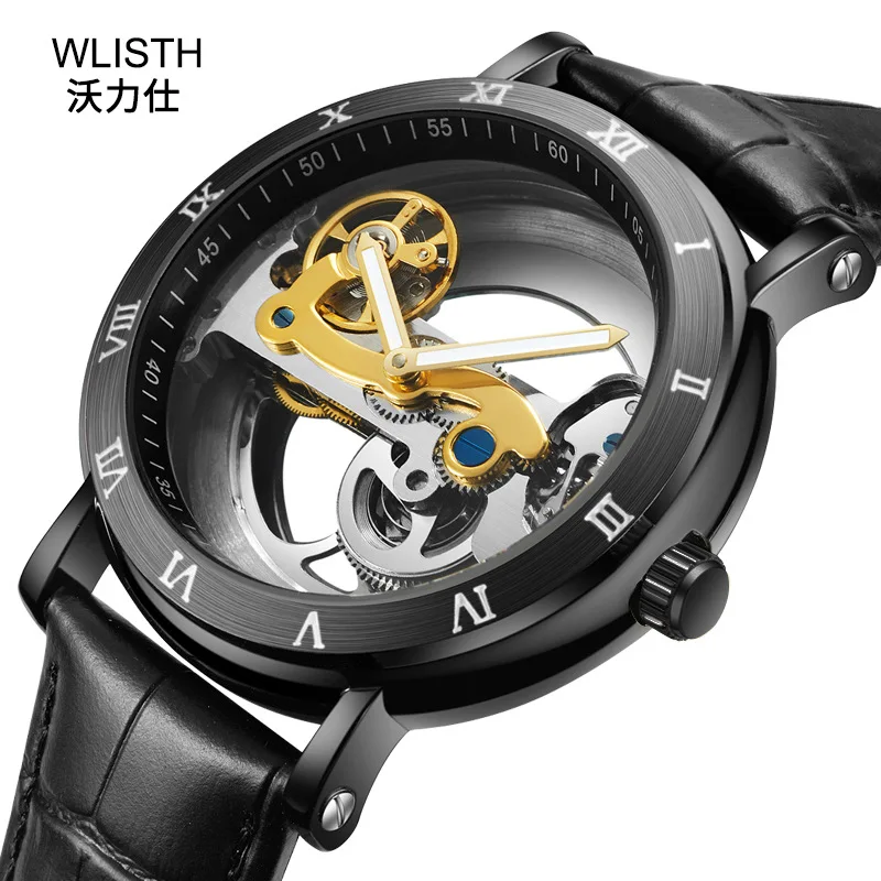 Top Luxury WLISTH Mens Watches Brand Fashion Tourbillon Automatic Mechanical Watch Men Waterproof Skeleton Clock Montre Homme