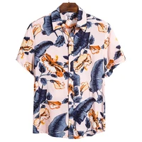 plus size hd colorful plant leaf print hawaiian shirts summer mens shirt casual short sleeve european size top t shirt men