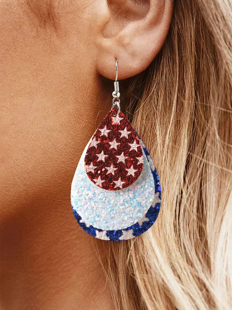 

Fashion Glitter Star Multi-Layered Water Drop Earrings Teardrop Glitter Water Drop Earrings For Women Jewelry Gifts