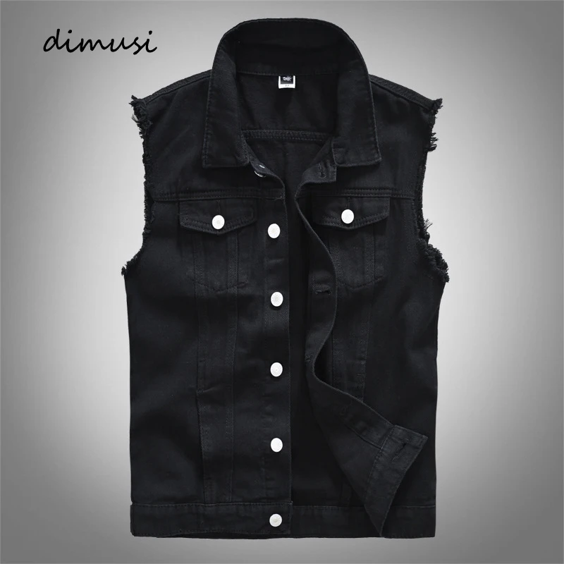 Men Ripped Hole Jean Waistcoats Clothing Jaqueta Masculina