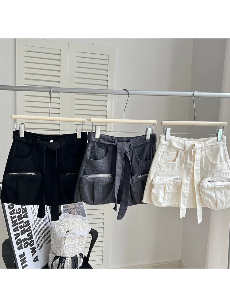

Zipper Pockets Denim Cargo Skirt Women Clothing Summer Fashion 2023 Sexy Loose A-line Hip Skirts Female Bottoms Club Streetwear