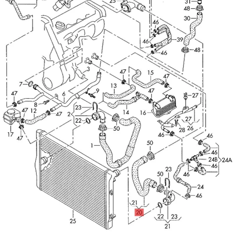 1К 0122101 АК Т 0121087 G Шланг охлаждающей жидкости с быстроразъемным соединением для VW