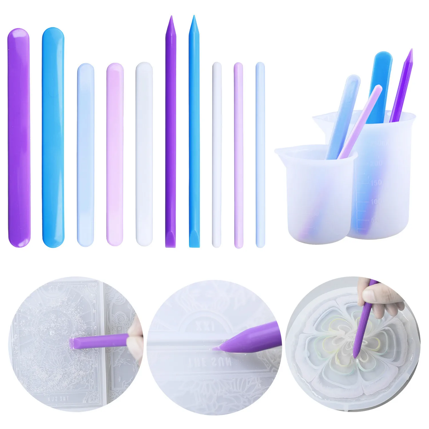 

6 pcs Silicone Stirring Rod DIY Crystal Epoxy Resin Mixing Tools Practical Resin Making Tools Kit Epoxy Glue Stir Stick Handle