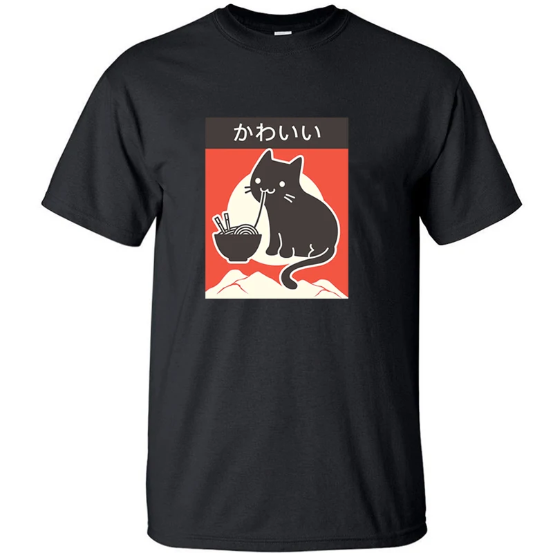 

Kawaii Vintage Style Japenese Ramen Cat T Shirt Shirts Tshirt Men T-shirt Camisas Summer Top Tee Short Sleeve Streetwear Tshirts