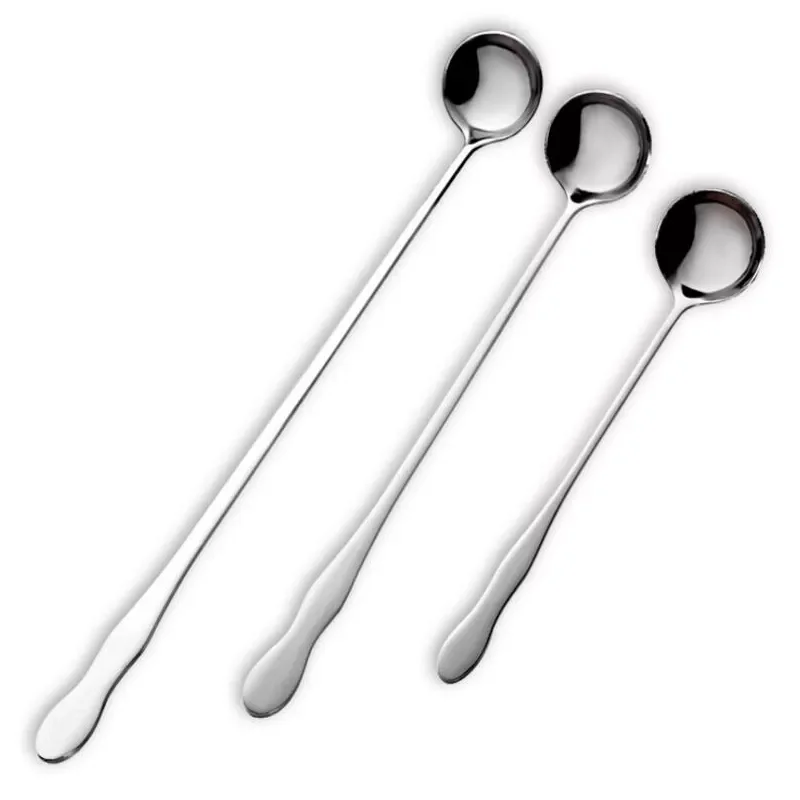 

2023New Stainless Steel Long Handle Stir Spoon Creative Korean Style Coffee Spoon Ice Cream Honey Dessert Spoon three size optio