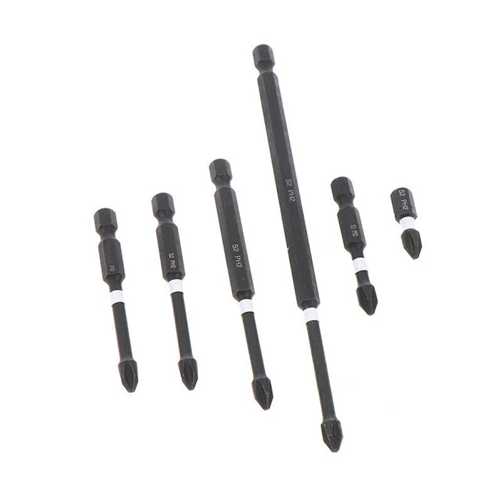 

5pcs Hex Shank Screwdriver Bit Kit PH2 Impact Magnetic Batch Head Hand Drill Screw Electric Cross Screwdriver Set 25-150mm