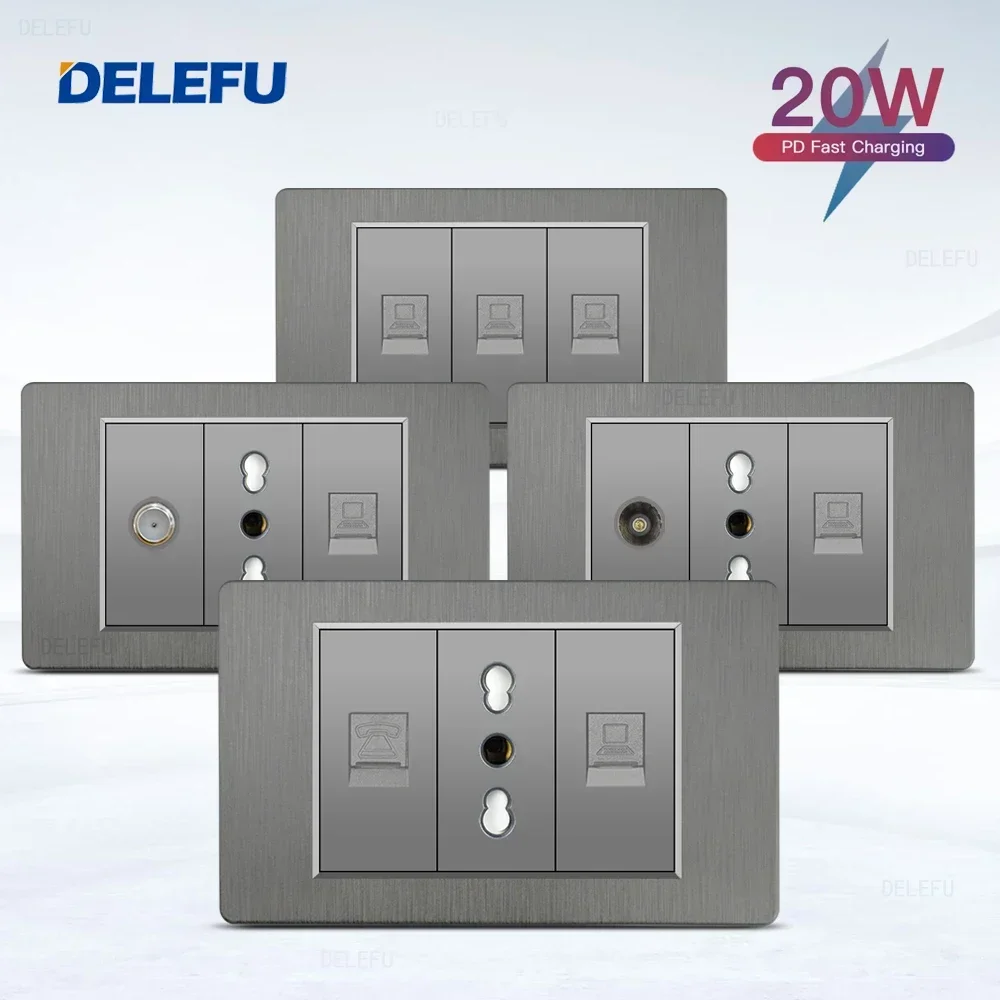 Серая матовая панель из поликарбоната DELEFU Итальянский стандарт 118*74 мм