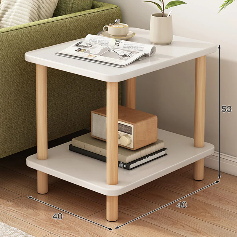 

Small Wood Coffee Table Modern Sofa Side Storage Nordic 2 Tier Side Table Nightstand Minimalist Meubles De Salon Home Furniture