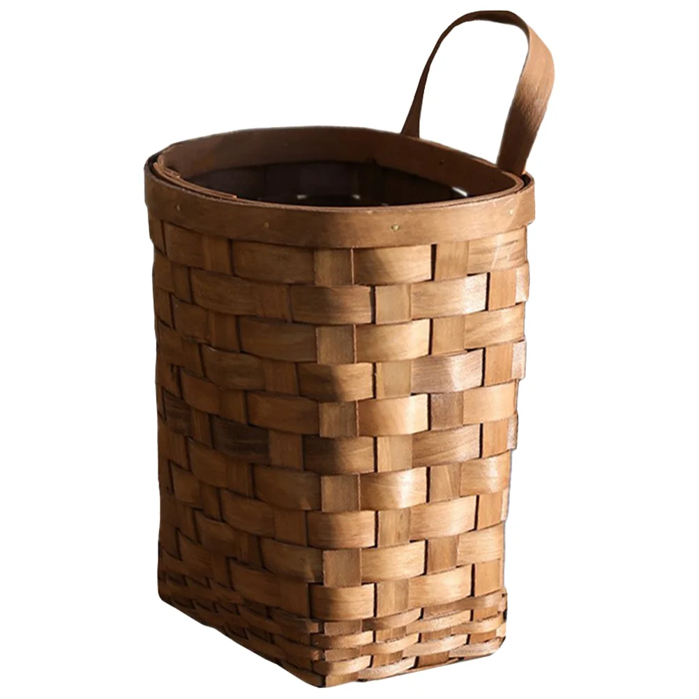 

Wooden Wall Flower Basket Rattan Baskets Storage Small Hanging Brush Vegetable Garlic Woven Large