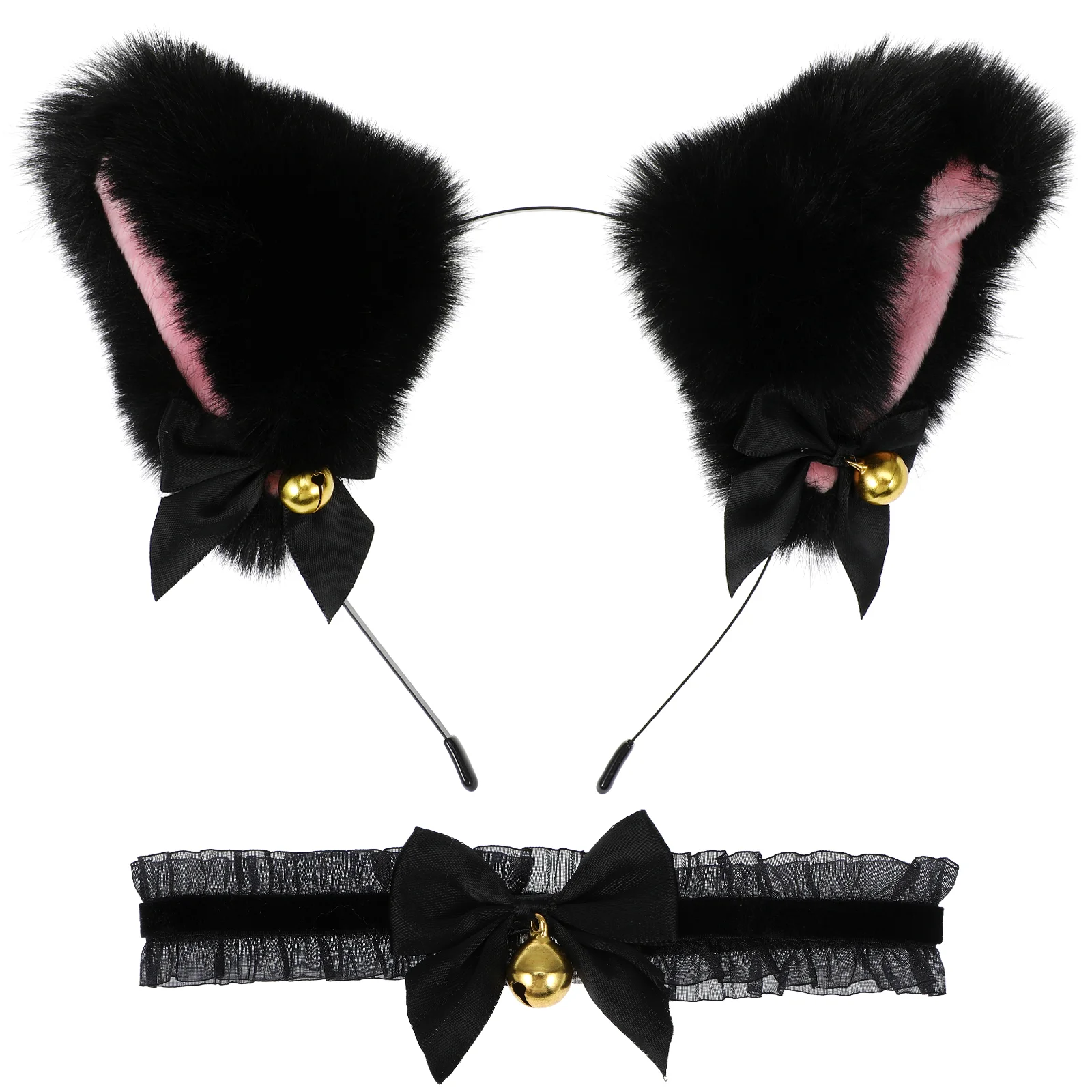 

Cat Ear Headband Collar Party Headdress Hair Hoops Earrings 5cm Plush Fabric