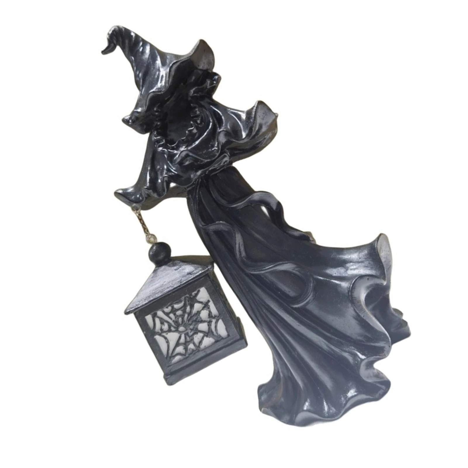 

Resin Witch Statue Ornament Faceless Ghost LED Sculpture for Home Outdoor Party Decor