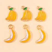 20pcs yellow enamel alloy banana fruit charms pendant for handmade cute drop earrings necklace keychain jewelry making supplies