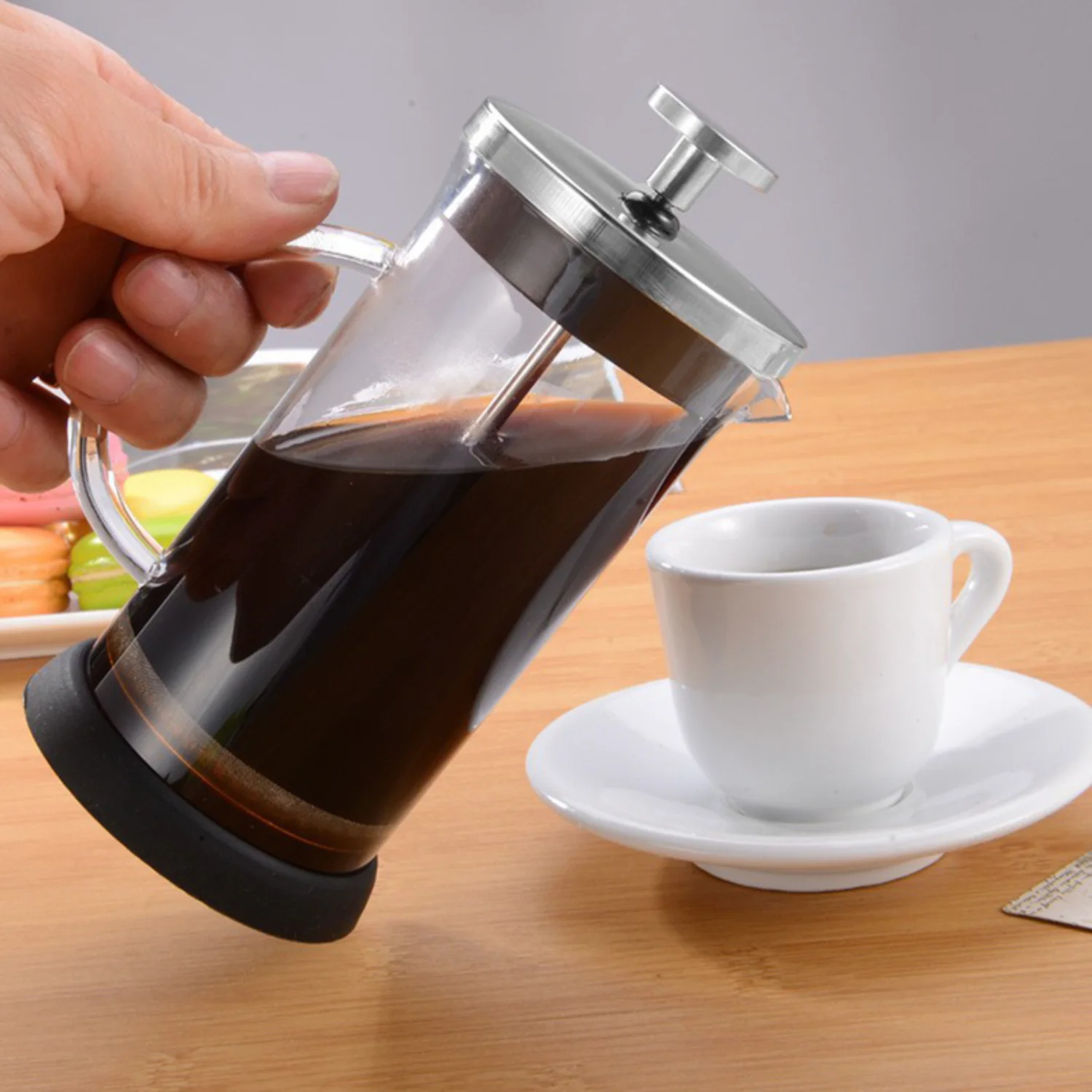 350ML-1000ML French Press Coffee Maker High Borosilicate Glass Heat-Resistant Brewer Milk Foam Frother Tea Pots