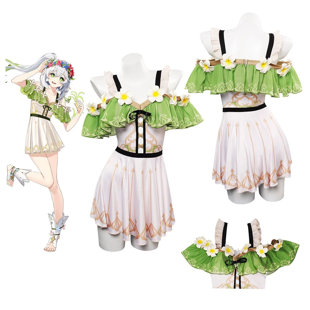 

Nahida Cosplay Women Costume Swimsuit Game Genshin Impact Role Play Outfits Girl Summer Dress Halloween Carnival Party Suit