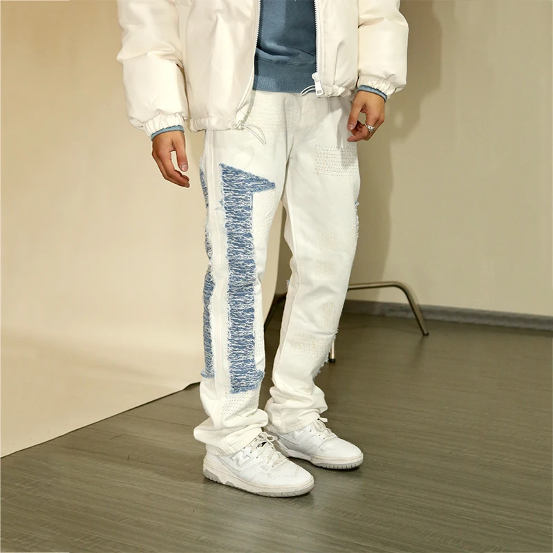 Four Seasons Stitching Jeans Men's Korean Version Ins Trend Loose Casual Straight Wide Leg Trousers Streetwear Ins Hot Sale MEN