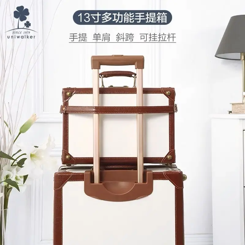 

2023 New Retro PU leather suitcase set women vintage travel bag boarding box trolley luggage girls high quality rolling suitcase