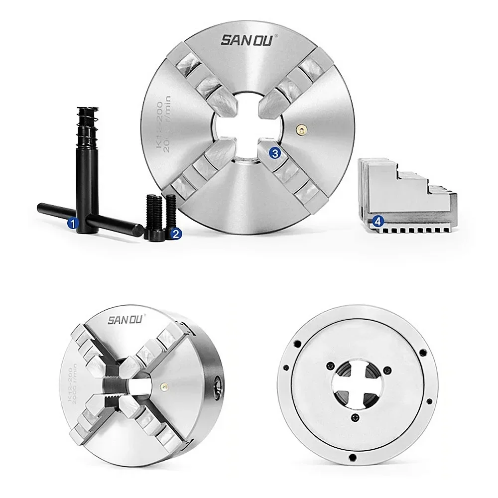 K12 80 100 125 160 200 250 130 Токарный патрон мм Sanou Четырехкулачковый самоцентрирующийся 4