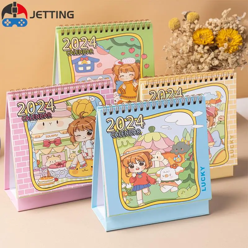 

Мультяшный Настольный милый календарь для девочек с обратным отсчетом и маятником, блокнот, настольное украшение, заметки, календарь