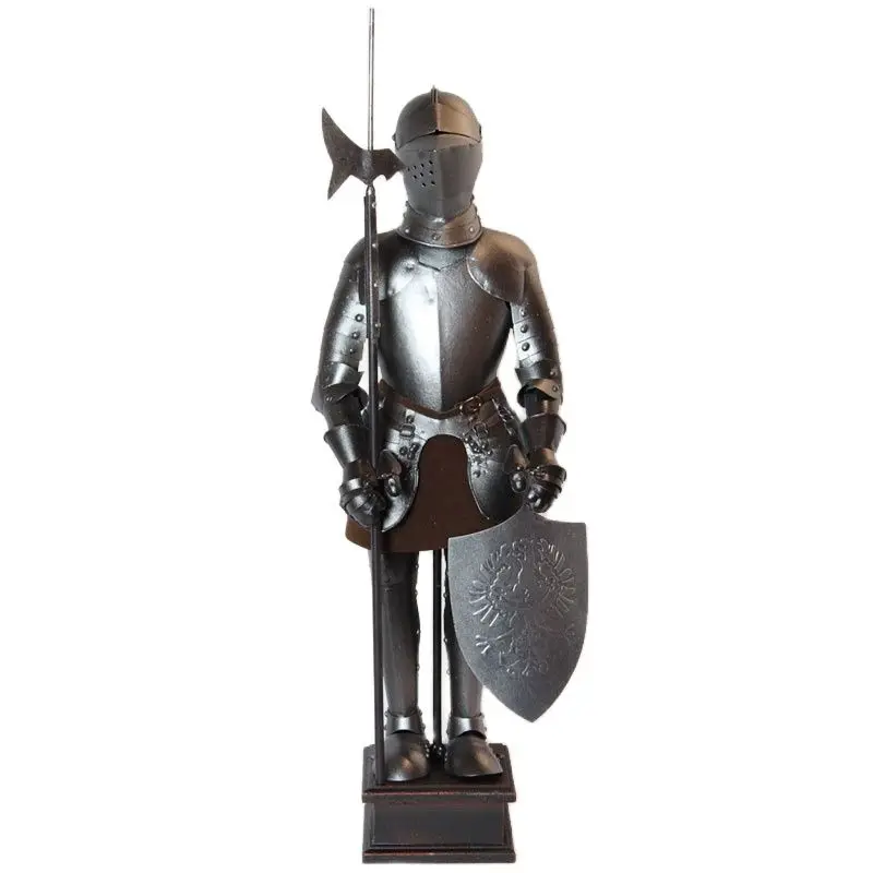 

Medieval Rome Samurai Armor Warrior Art Statue Ornaments Ancient Knight Sculpture Iron Craft Creative European Home Decoration