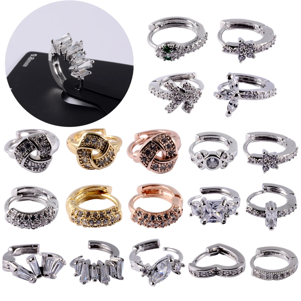 

1PC Stainless Steel Zircon Nose Hoop CZ Ear Clip Helix Cartilage Earring Tragus Ring Earring Daith Ear Piercing Jewelry
