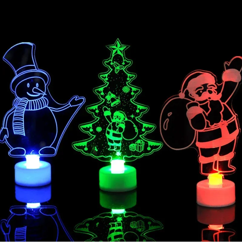 

LED Christmas Decorative Night Lights Santa Claus Snowman Xmas Tree Colorful Flashing Lights Christmas Ornament New Year's Decor