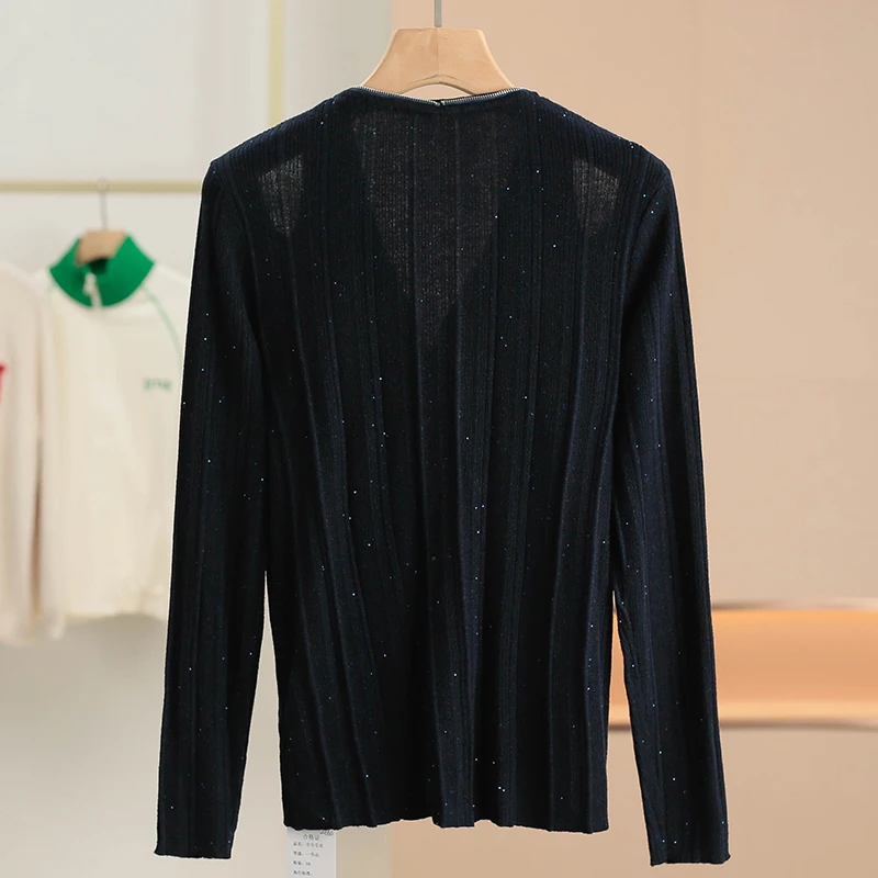Xking [Hang * Qin] Полый пуловер с блестками и шерстяной вязкой ~ 2024 зимняя одежда новая