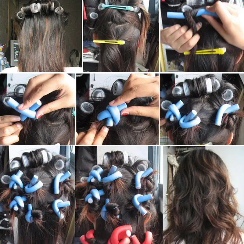 10 Pcs/Set Hair Curler Magic Air Hair Roller Curling Sticks Soft Foam Flexi Rods Hair DIY Styling Tool images - 6