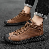 new england mens fashion casual leather walking boots mens comfortable soft breathable non slip outdoor hiking shoes