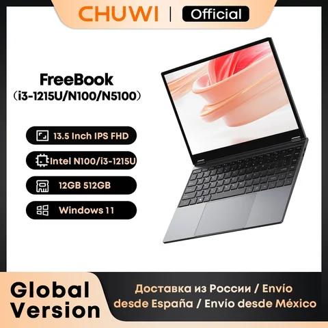 Ноутбук Chuwi FreeBook, 13.5, 16/512ГБ, N150, Intel UHD, Windows