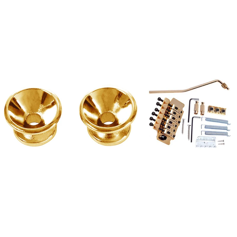 

2 X Electric Acoustic Guitar Bass Strap Button Screw Lock Pins Pegs Pads Golden & 1Set Gold Guitar Tremolo Bridge