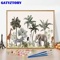 gatyztory diy painting by number animal drawing on canvas pictures by numbers elephant giraffe kits handpainted art home decor