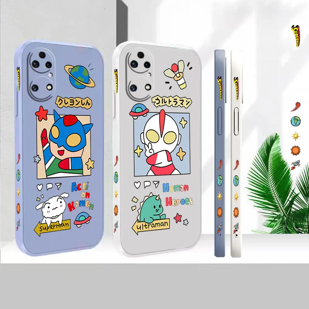 

Liquid Silicone For Huawei P60 P50 P40 P30 P20 Mate 50 40 30 20X 20 10 Pro Plus Colour Cover Cute Superman Monsters Case Funda