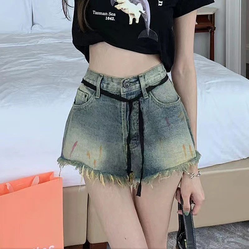 female fashion casual summer cool women denim booty Shorts high waists fur-lined leg-openings Big size sexy short Jeans