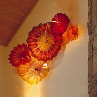 Glass Wall Art Lamp Hand Blown Plates Murano Hanging Flowers