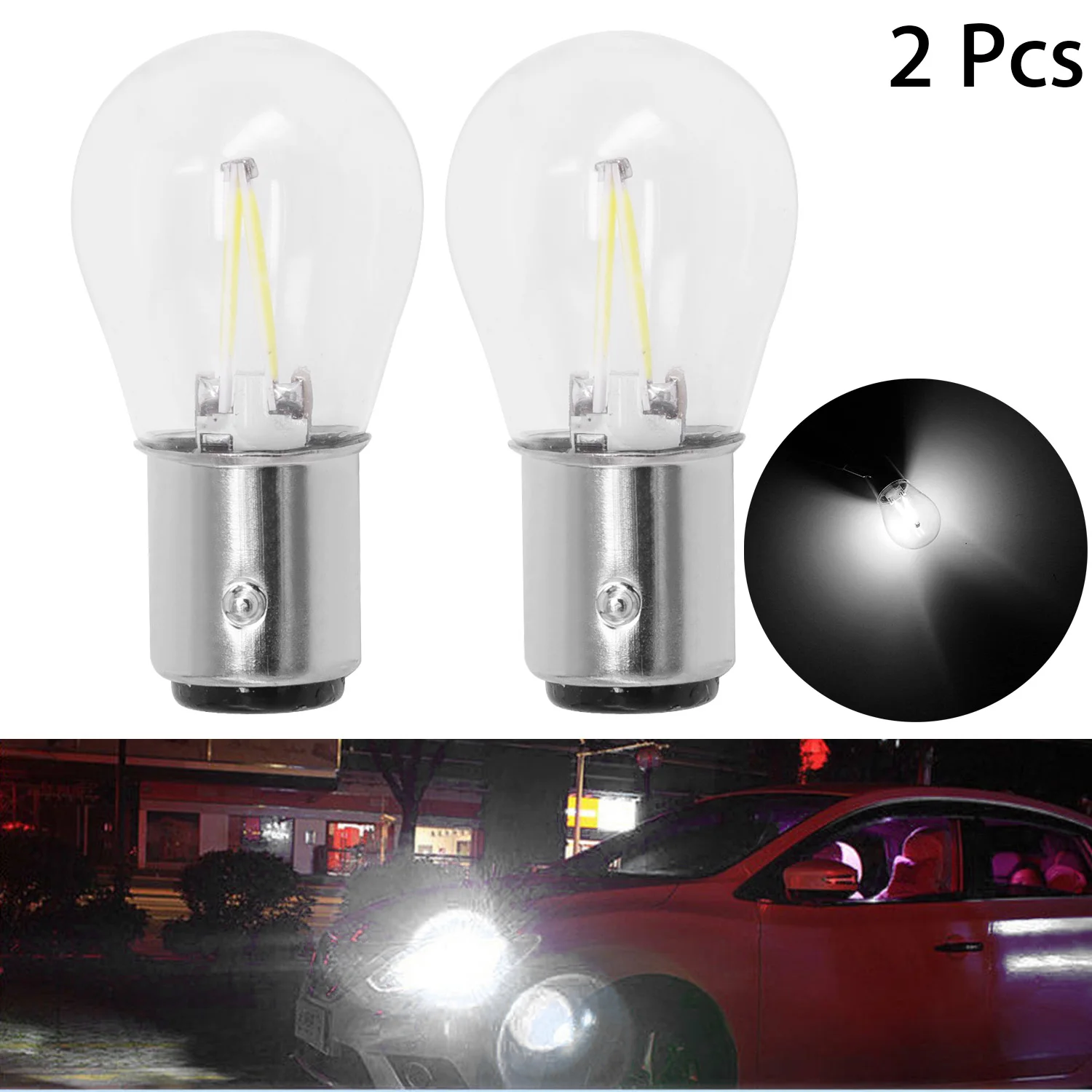 

2pcs 1157 BAY15D 12V LED Bulb Reverse Signal Turn Light Brake Lamp White Parking Light, Turn Signal Light Car Accessories