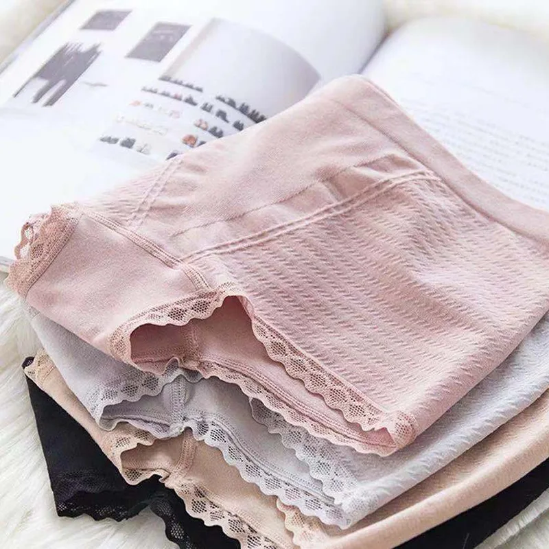 5Pcs Cotton Crotch Briefs Comfortable and Breathable Ladies Bottoming Mid-waist Panties Anti-lighting Safety Pants